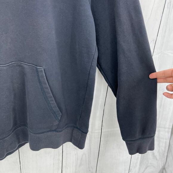Everlane LARGE Men's Navy Blue Bleach Stain Pullover Hoodie Sweater Long Sleeve - Picture 6 of 10